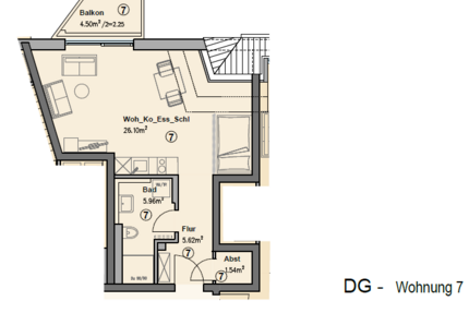 Wohnung Augsburg - 1.5 Zimmer, 43 m&sup2;, 860&euro; | Angebot:26897271