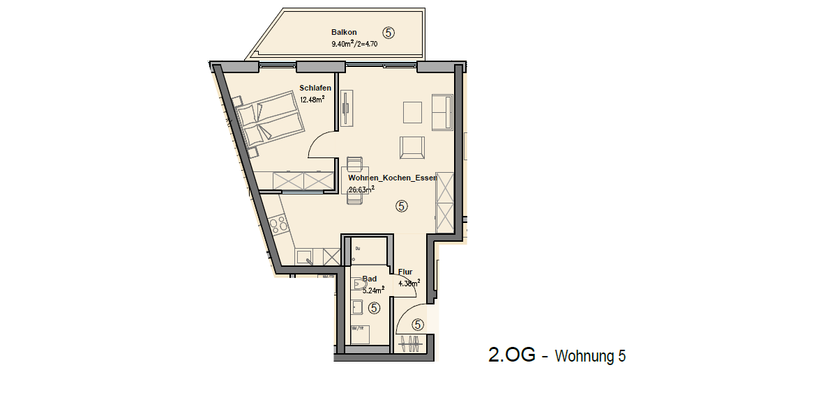 Etagenwohnung Augsburg - 2 Zimmer, 54 m&sup2;, 1.080&euro; | Angebot:26897269