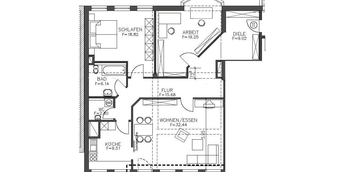 Etagenwohnung Diedorf - 3.5 Zimmer, 114 m&sup2;, 1.500&euro; | Angebot:26425692