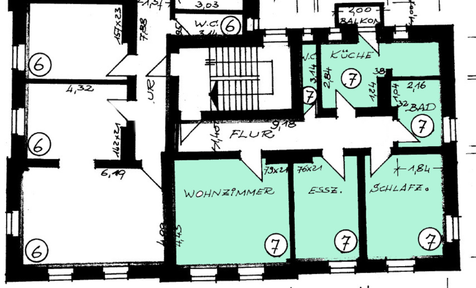 Etagenwohnung Augsburg Antonsviertel - 3 Zimmer, 78 m&sup2;, 390.000&euro; | Angebot:25057034