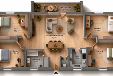 Wohnung Augsburg Oberhausen - 4 Zimmer, 119 m&sup2;, 458.000&euro; | Angebot:26823825