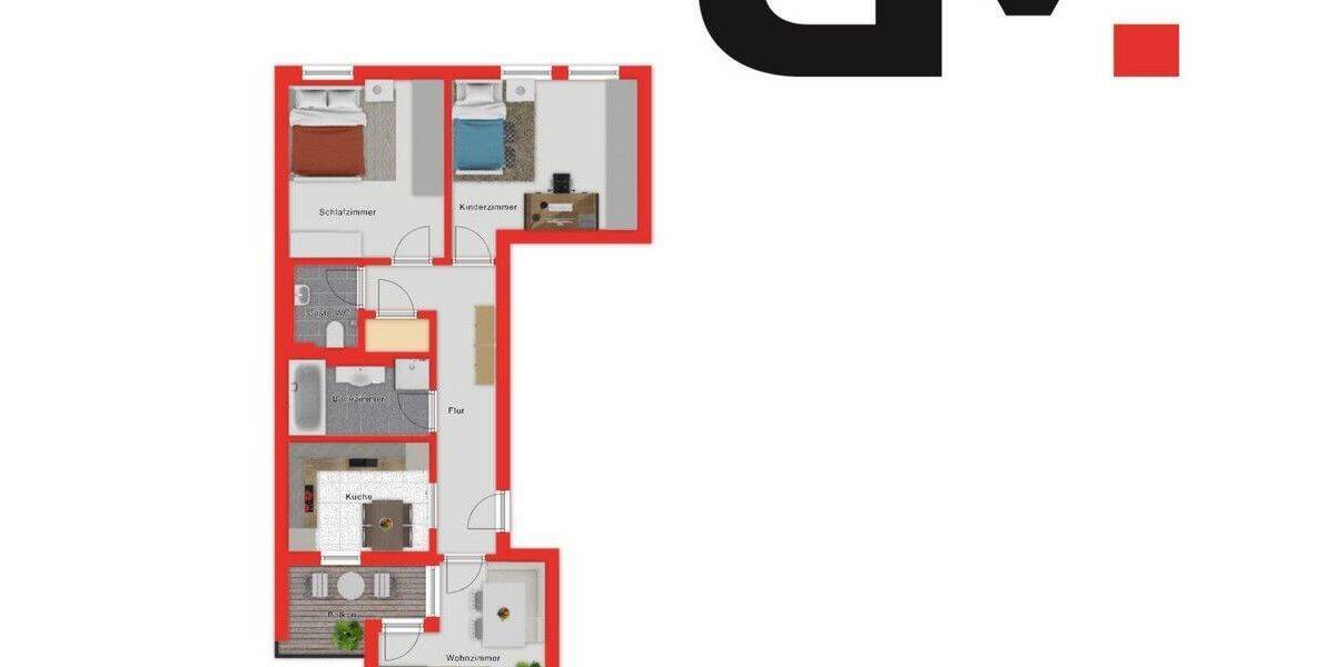 Etagenwohnung Gersthofen - 3 Zimmer, 73 m&sup2;, 339.000&euro; | Angebot:26840870
