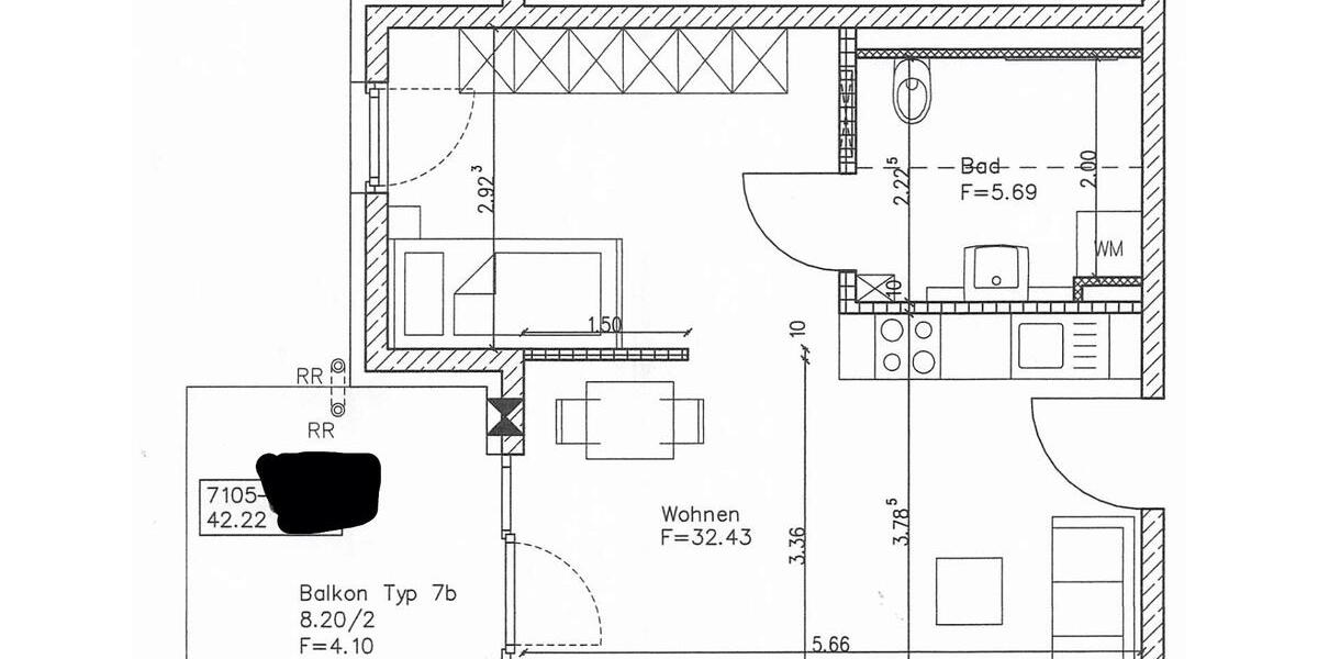 Etagenwohnung Augsburg Bärenkeller - 2 Zimmer, 42 m&sup2;, 1.000&euro; | Angebot:26336669