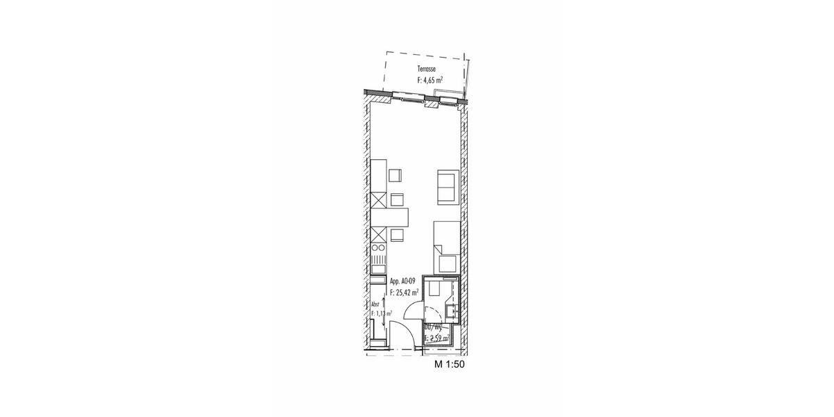 Erdgeschoßwohnung Augsburg - 1 Zimmer, 31 m&sup2;, 755&euro; | Angebot:25125157
