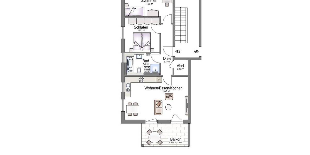 Etagenwohnung Weil - 3 Zimmer, 74 m&sup2;, 449.900&euro; | Angebot:25837886