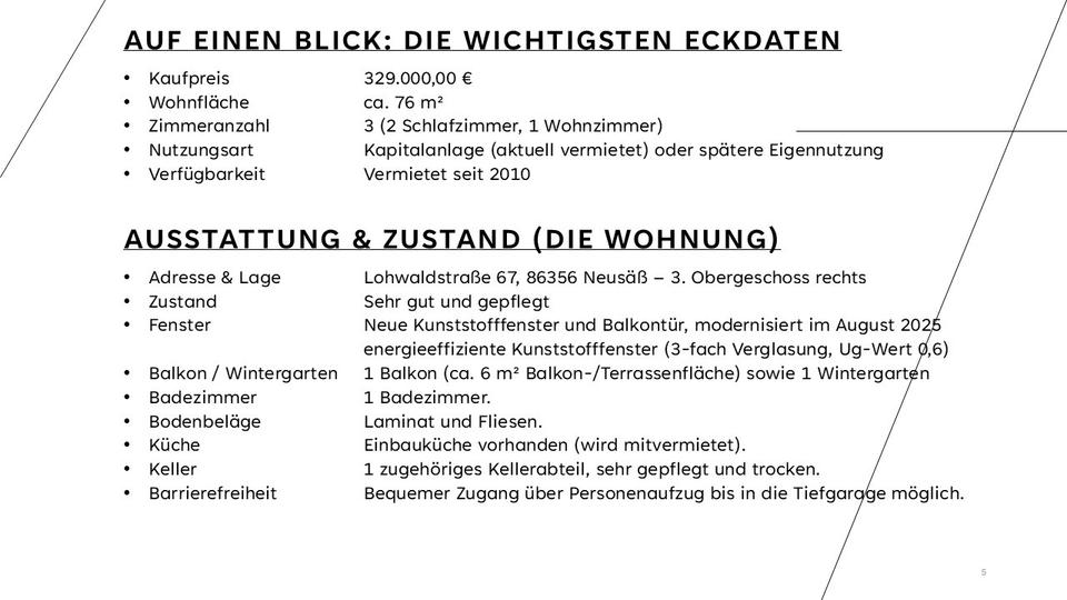 Etagenwohnung Neusäß - 3 Zimmer, 76 m&sup2;, 329.000&euro; | Angebot:26385719