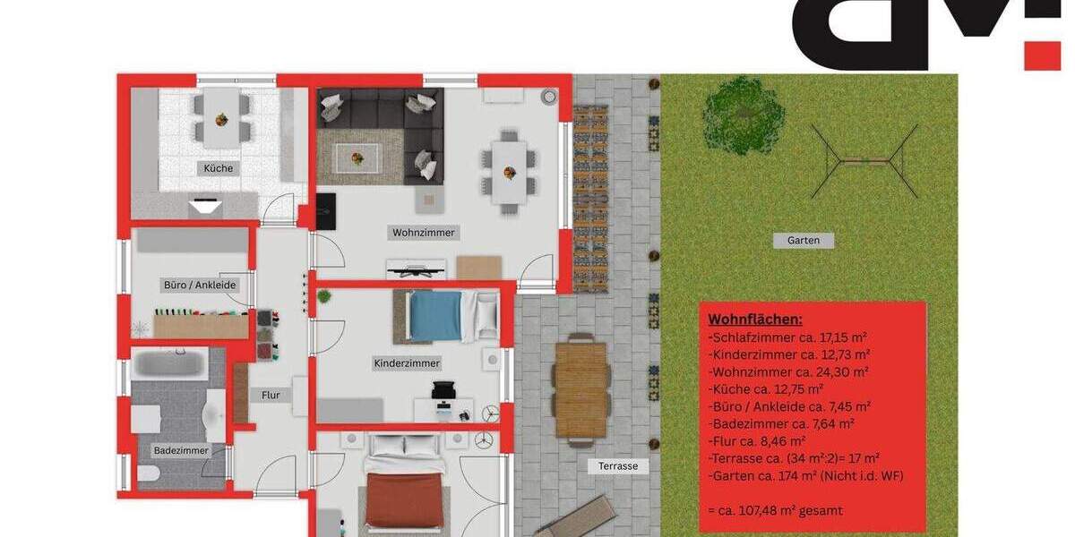 Etagenwohnung Mering - 3 Zimmer, 107 m&sup2;, 485.000&euro; | Angebot:25676199