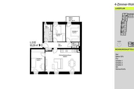 Wohnung Augsburg Oberhausen - 4 Zimmer, 93 m&sup2;, 1.695&euro; | Angebot:27357737