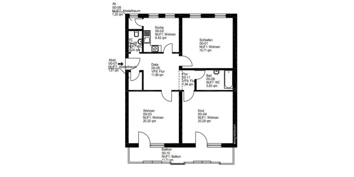 Etagenwohnung Augsburg Hochzoll - 3 Zimmer, 106 m&sup2;, 325.000&euro; | Angebot:24369776