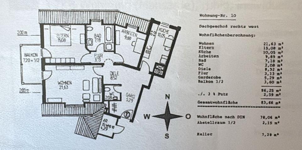 Dachgeschoßwohnung Augsburg Bärenkeller - 3 Zimmer, 84 m&sup2;, 475.000&euro; | Angebot:26764382