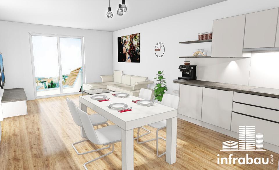 Traumhafte 2-ZKB in Leitershofen mit großer überdachter Loggia! Neubau! 2 zimmer