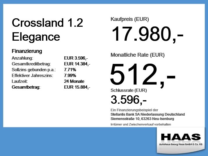 Opel Crossland (X) 36.000 km 16.480 &euro; Augsburg 86159