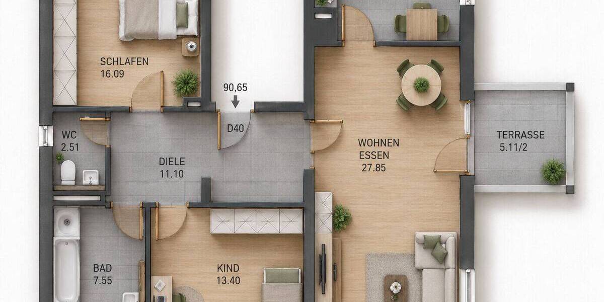 Etagenwohnung Augsburg / Göggingen Göggingen - 3 Zimmer, 90 m&sup2;, 419.000&euro; | Angebot:26779021