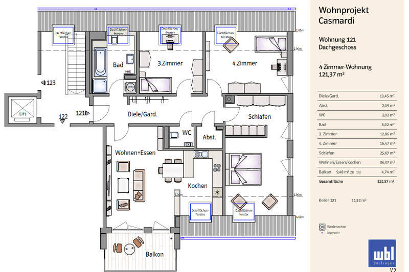 Etagenwohnung Prittriching - 4 Zimmer, 121 m&sup2;, 549.000&euro; | Angebot:26289930