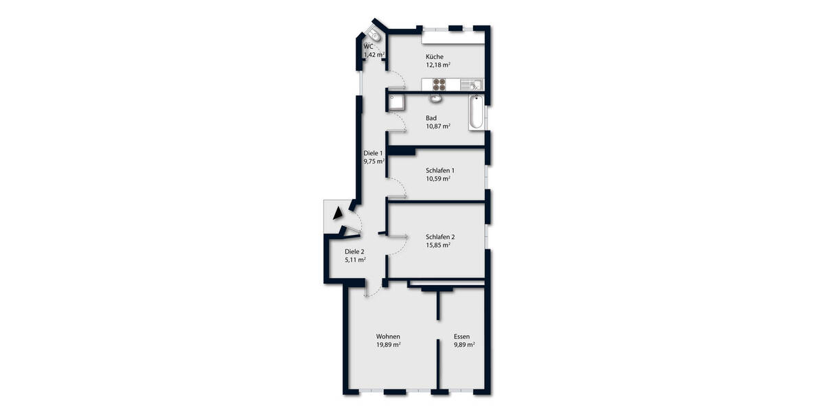 Etagenwohnung Augsburg Antonsviertel - 3 Zimmer, 96 m&sup2;, 1.690&euro; | Angebot:26641591
