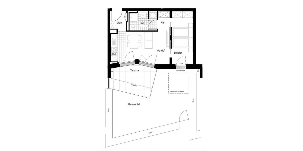 Erdgeschoßwohnung Augsburg Hochzoll - 2 Zimmer, 48 m&sup2;, 1.050&euro; | Angebot:26338939