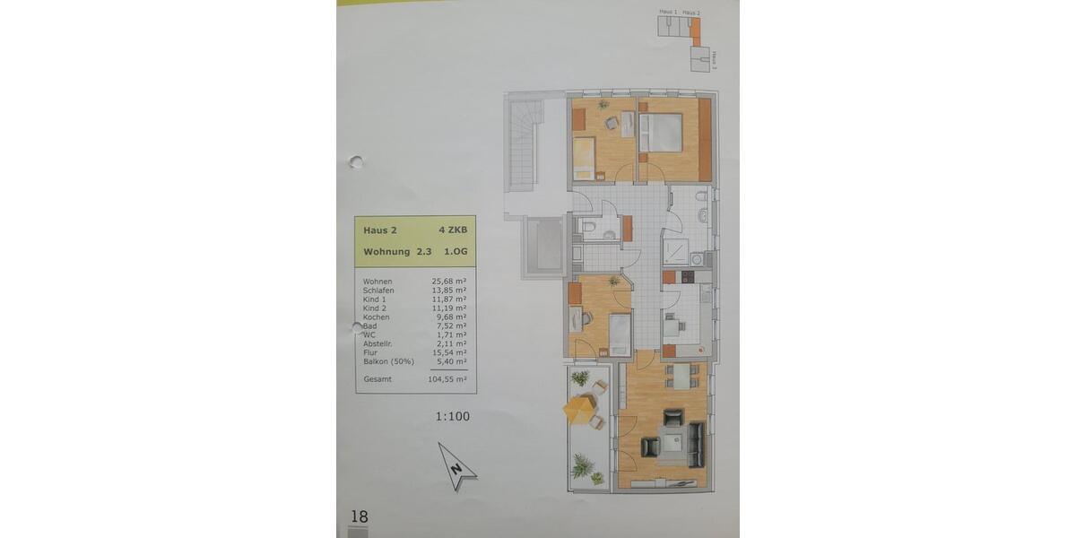 Etagenwohnung Augsburg Bergheim - 4 Zimmer, 105 m&sup2;, 609.000&euro; | Angebot:24655403