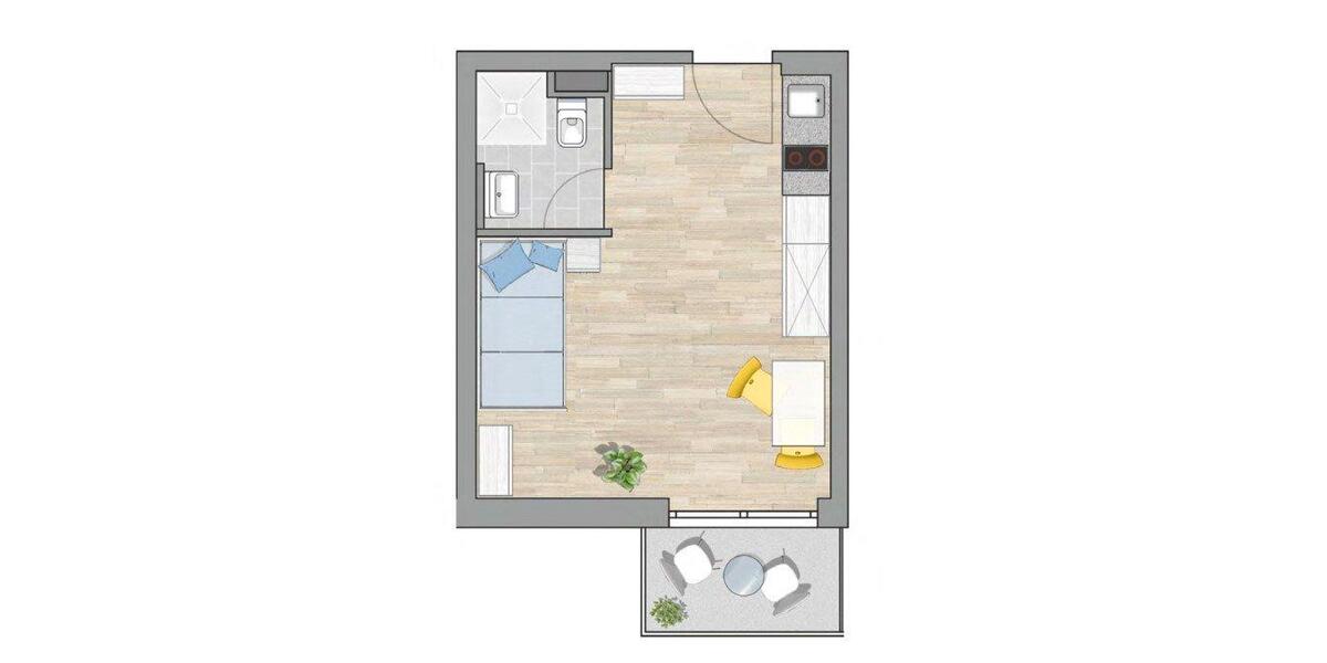 Etagenwohnung Augsburg Antonsviertel - 1 Zimmer, 26 m&sup2;, 540&euro; | Angebot:26413766