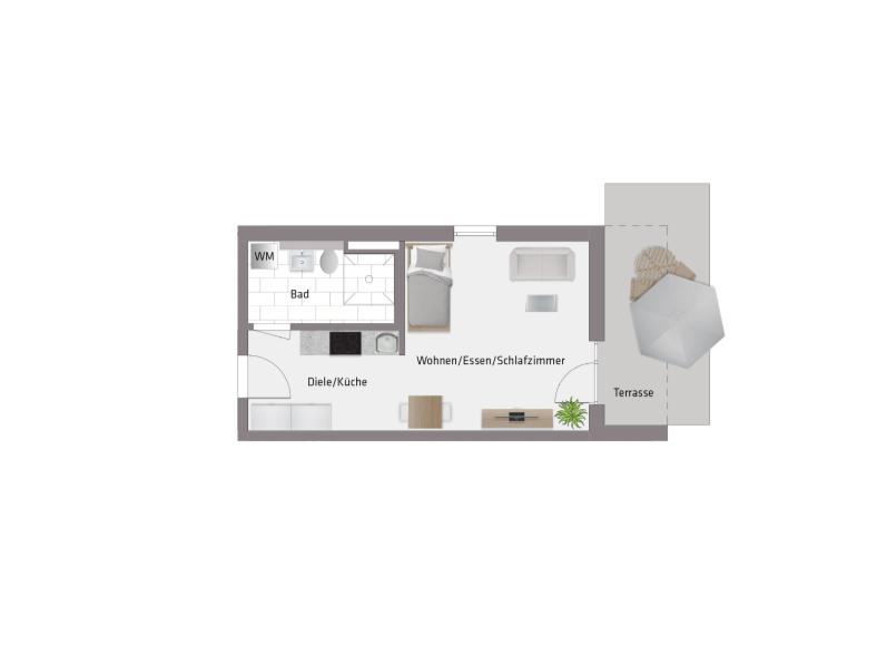 Erdgeschoßwohnung Untermeitingen - 1 Zimmer, 42 m&sup2;, 749&euro; | Angebot:26586936