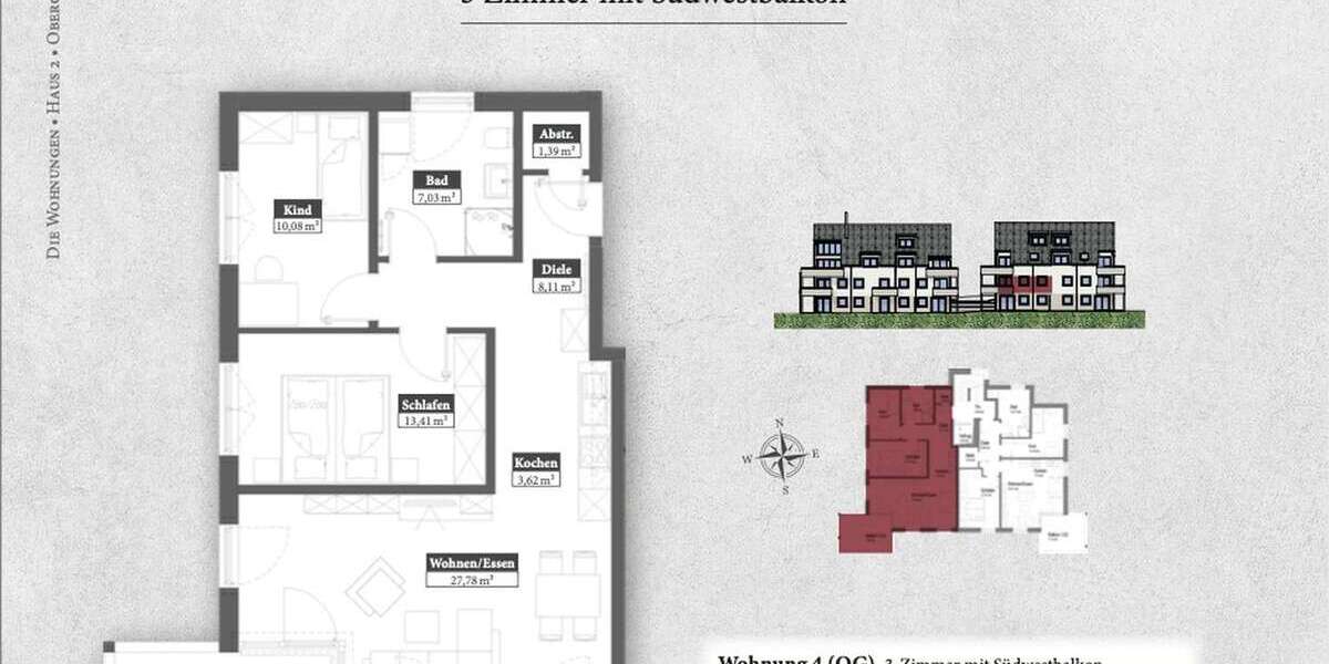 Etagenwohnung Mering - 3 Zimmer, 77 m&sup2;, 490.000&euro; | Angebot:25541326