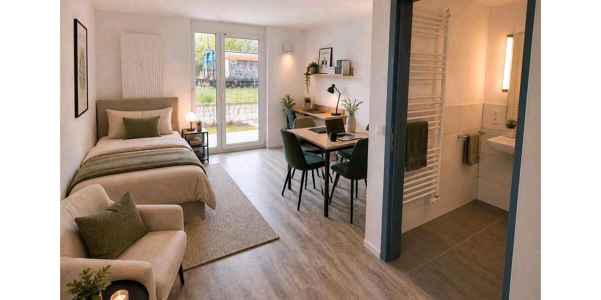 Terrassenwohnung Augsburg Firnhaberau - 1 Zimmer, 27 m&sup2;, 650&euro; | Angebot:26481618
