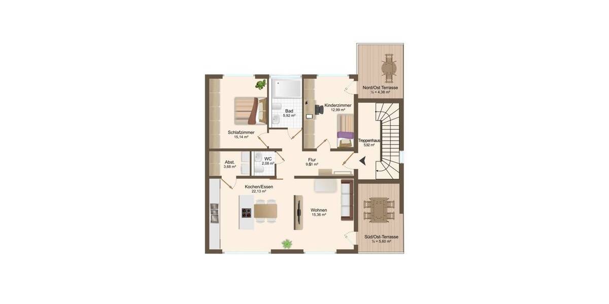 Etagenwohnung Merching - 3 Zimmer, 92 m&sup2;, 554.900&euro; | Angebot:25705220