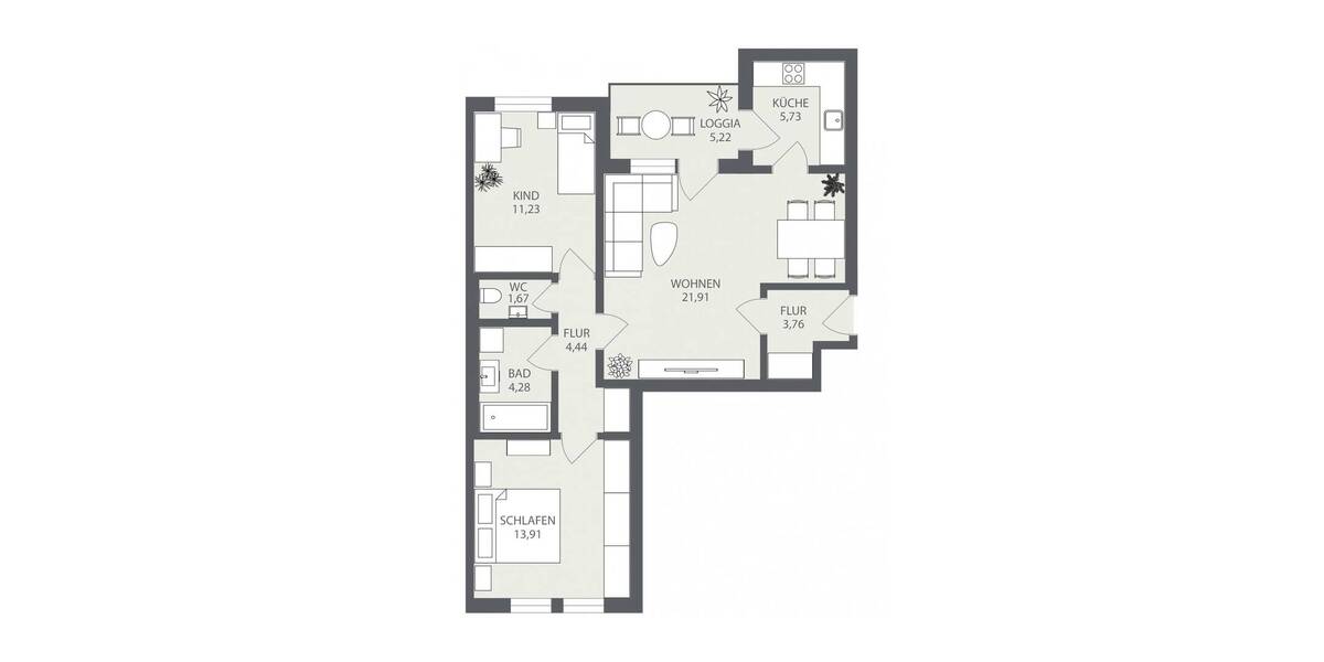 Etagenwohnung Gersthofen - 3 Zimmer, 70 m&sup2;, 345.000&euro; | Angebot:26155659