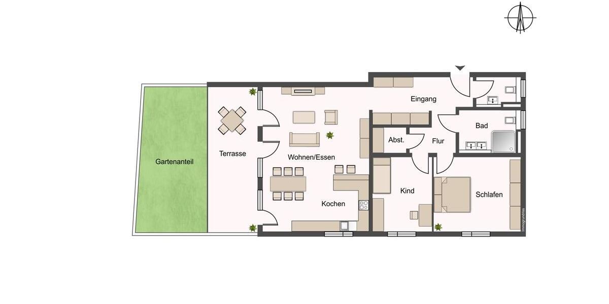 Terrassenwohnung Augsburg Bergheim - 3 Zimmer, 106 m&sup2;, 1.790&euro; | Angebot:26578890