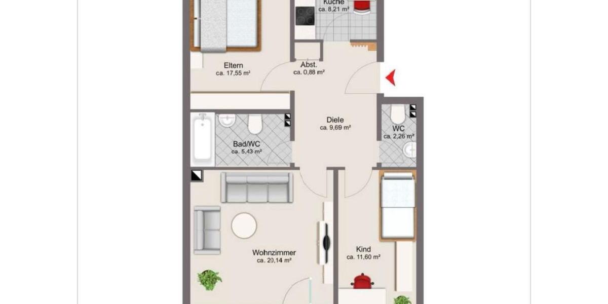 Etagenwohnung Königsbrunn - 3 Zimmer, 80 m&sup2;, 1.200&euro; | Angebot:26670235