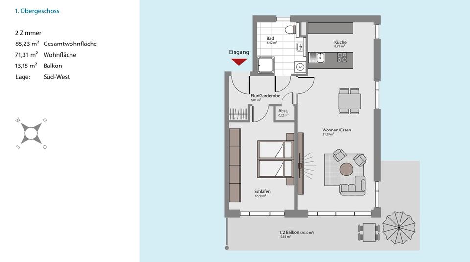 Etagenwohnung Schwabmünchen - 2 Zimmer, 85 m&sup2;, 1.390&euro; | Angebot:24771824