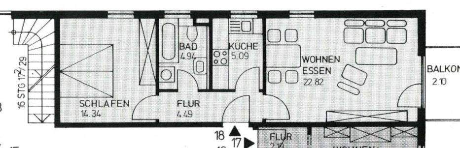 Etagenwohnung Augsburg Bärenkeller - 2 Zimmer, 53 m&sup2;, 219.000&euro; | Angebot:24529169
