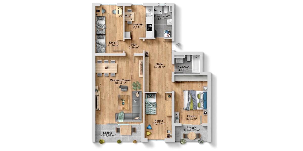 Etagenwohnung Augsburg Pfersee - 4 Zimmer, 104 m&sup2;, 1.890&euro; | Angebot:26617984