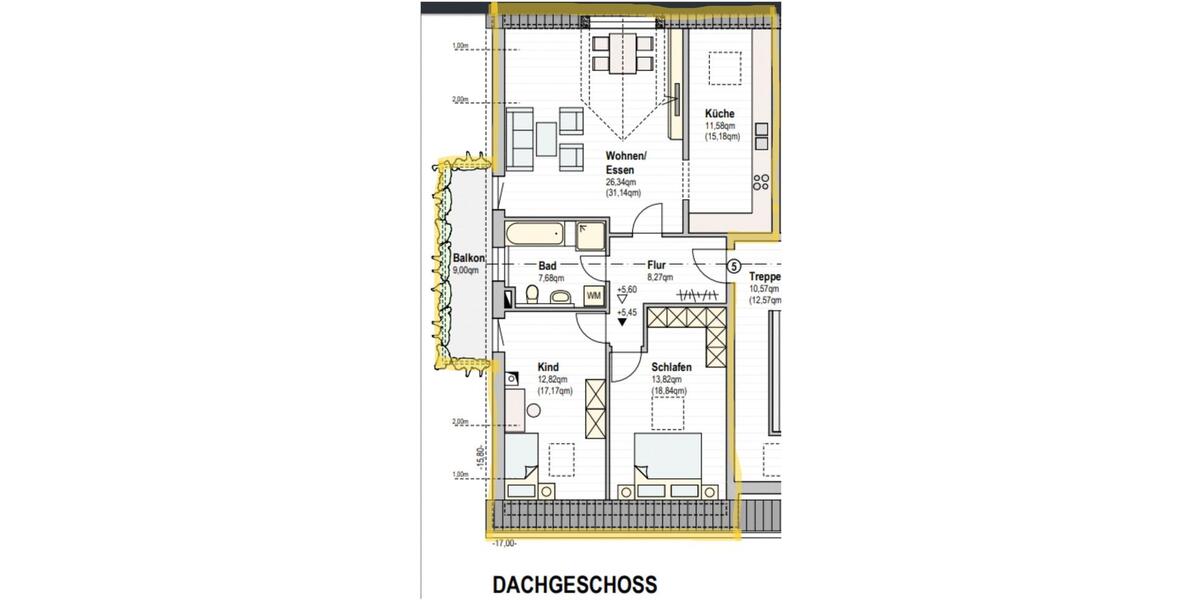 Dachgeschoßwohnung Königsbrunn - 3 Zimmer, 82 m&sup2;, 1.280&euro; | Angebot:25360942