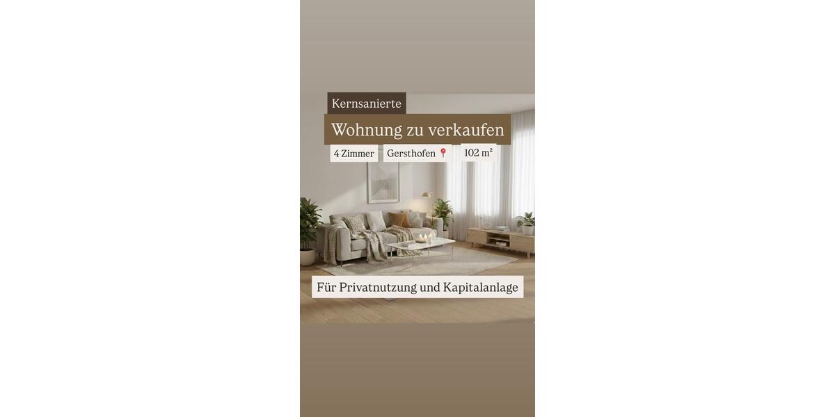 Hochparterre Gersthofen - 4 Zimmer, 102 m&sup2;, 499.000&euro; | Angebot:23164999