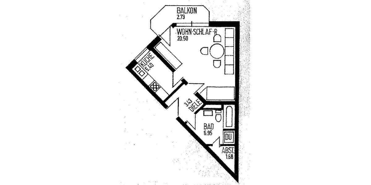 Etagenwohnung Augsburg Lechhausen - 1 Zimmer, 38 m&sup2;, 705&euro; | Angebot:26459626