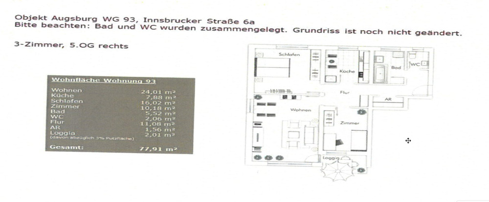 Etagenwohnung Augsburg Hochzoll - 3 Zimmer, 78 m&sup2;, 340.000&euro; | Angebot:25698598