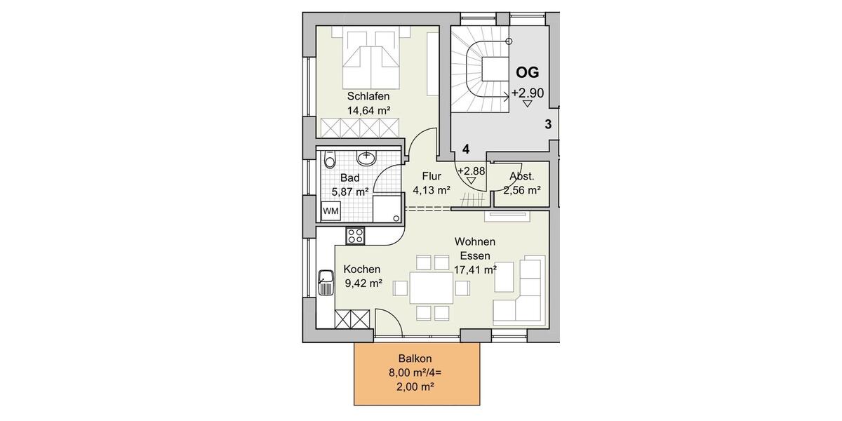 Etagenwohnung Meitingen - 2 Zimmer, 55 m&sup2;, 850&euro; | Angebot:24978586