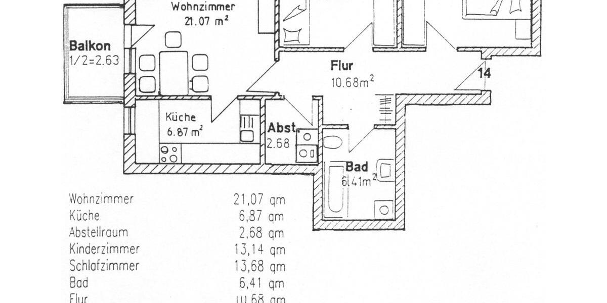 Etagenwohnung Augsburg Haunstetten-Siebenbrunn - 3 Zimmer, 75 m&sup2;, 335.000&euro; | Angebot:27231117