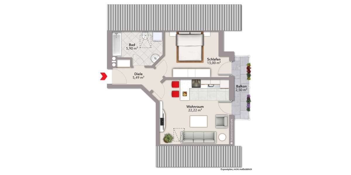 Etagenwohnung Schwabmünchen - 2 Zimmer, 48 m&sup2;, 175.000&euro; | Angebot:26104742