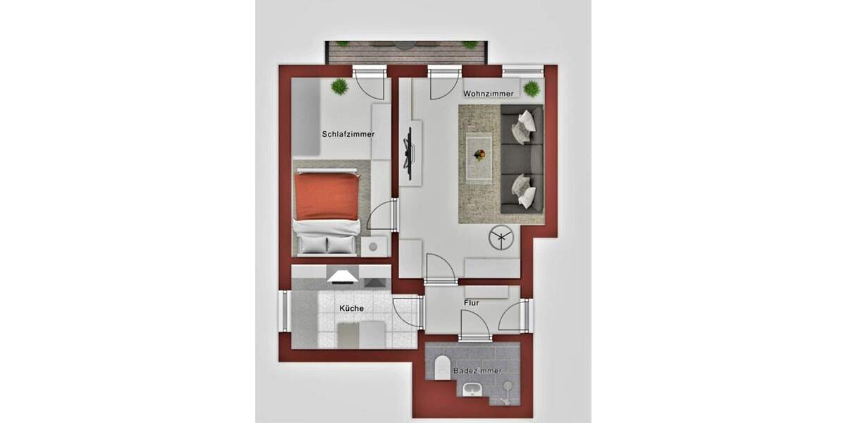 Etagenwohnung Augsburg Hammerschmiede - 2 Zimmer, 49 m&sup2;, 220.000&euro; | Angebot:25969118