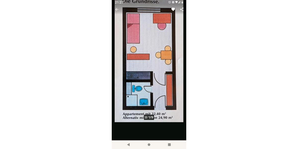 Etagenwohnung Augsburg Oberhausen - 1 Zimmer, 24 m&sup2;, 155.000&euro; | Angebot:27271562