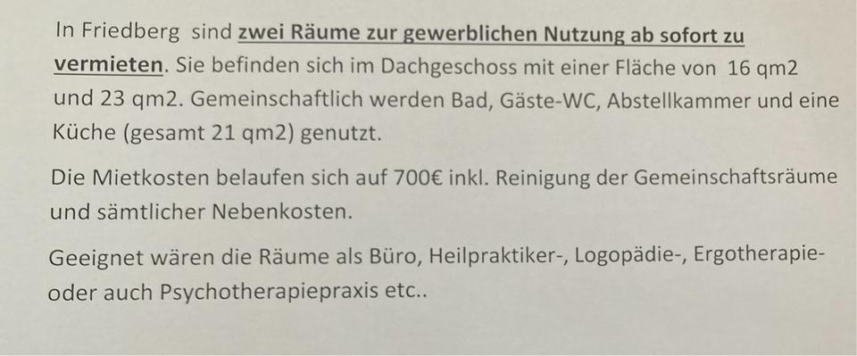 Gewerbeobjekt Friedberg - 700&euro; | Angebot:19016867