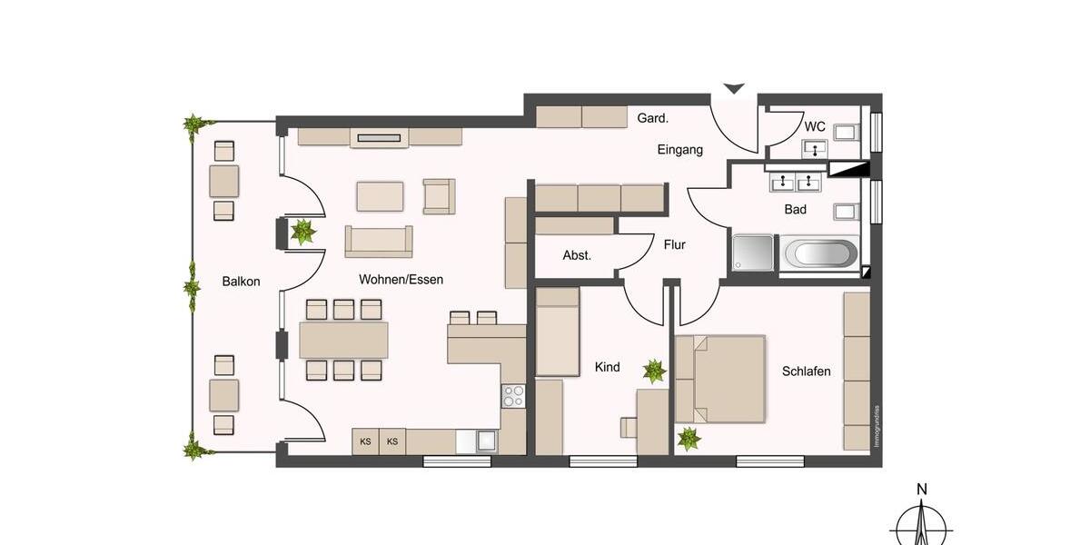 Etagenwohnung Augsburg Bergheim - 3 Zimmer, 101 m&sup2;, 1.700&euro; | Angebot:26578894
